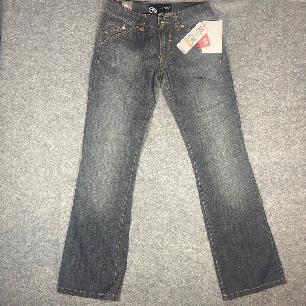 ECKO RED Women's‎ Size 7 Dark Wash Distressed Bootcut Jeans NWT Original $78